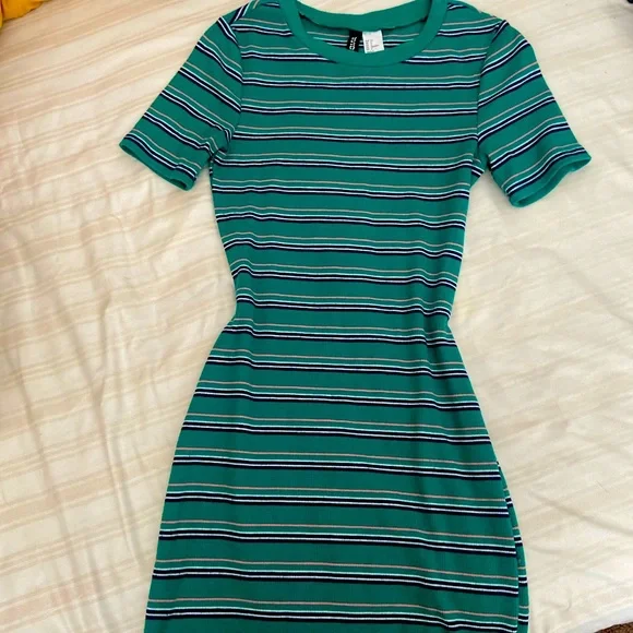 h&m green striped dress Green Striped H&M Dress RS 29